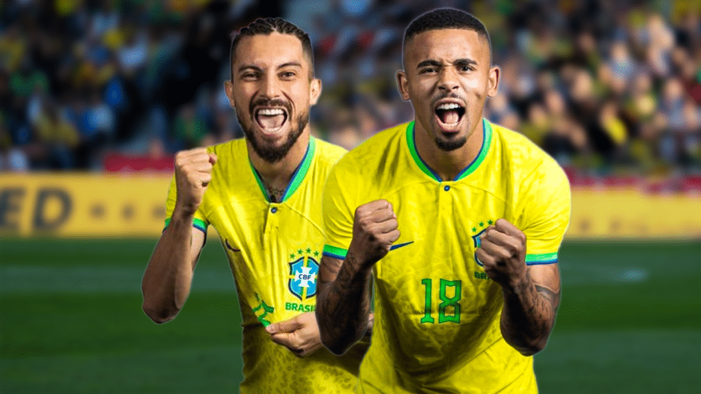 Alex Telles e Gabriel Jesus